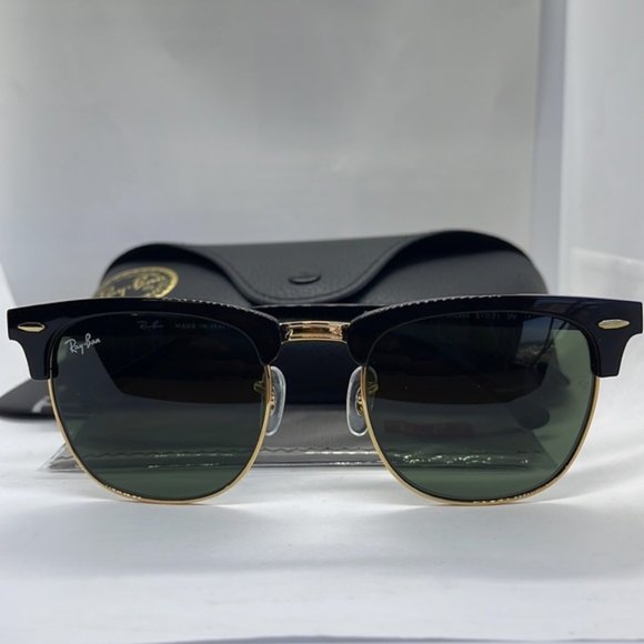 BNIB Ray ban 3016 Unisex style Club master Black/Gold/Green lenses sunglass - Picture 8 of 8